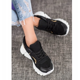 SHELOVET Baskets élégantes sur la plate-forme noir jaune 2