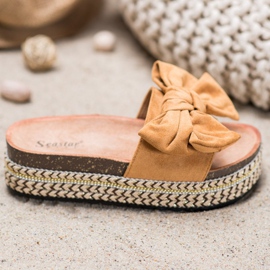Seastar Pantoufles Avec Un Noeud Sur La Plateforme brun multicolore 4