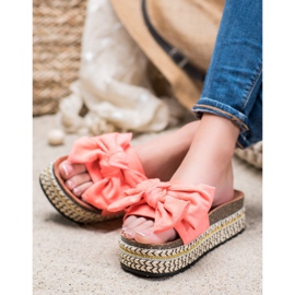 Seastar Pantoufles Avec Un Noeud Sur La Plateforme multicolore rose 2