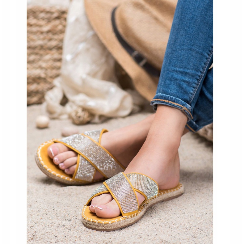 Cm Paris Pantoufles élégantes avec zircone cubique jaune 1