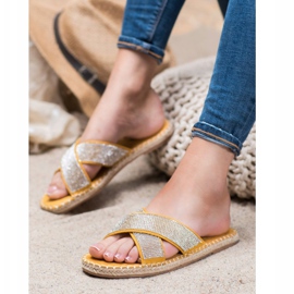 Cm Paris Pantoufles élégantes avec zircone cubique jaune 2