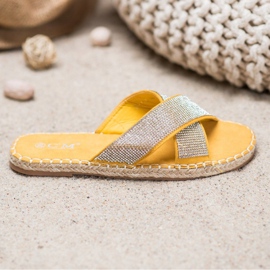 Cm Paris Pantoufles élégantes avec zircone cubique jaune 3