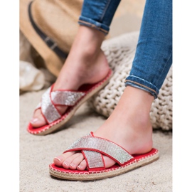 Cm Paris Pantoufles élégantes avec zircone cubique rouge 1