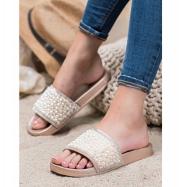 Seastar Pantoufles Élégantes Avec Des Perles doré 1