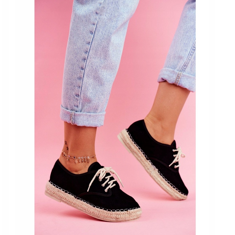 MSMG Espadrilles Femme Sur Plateforme En Lin Sonya Noir 2