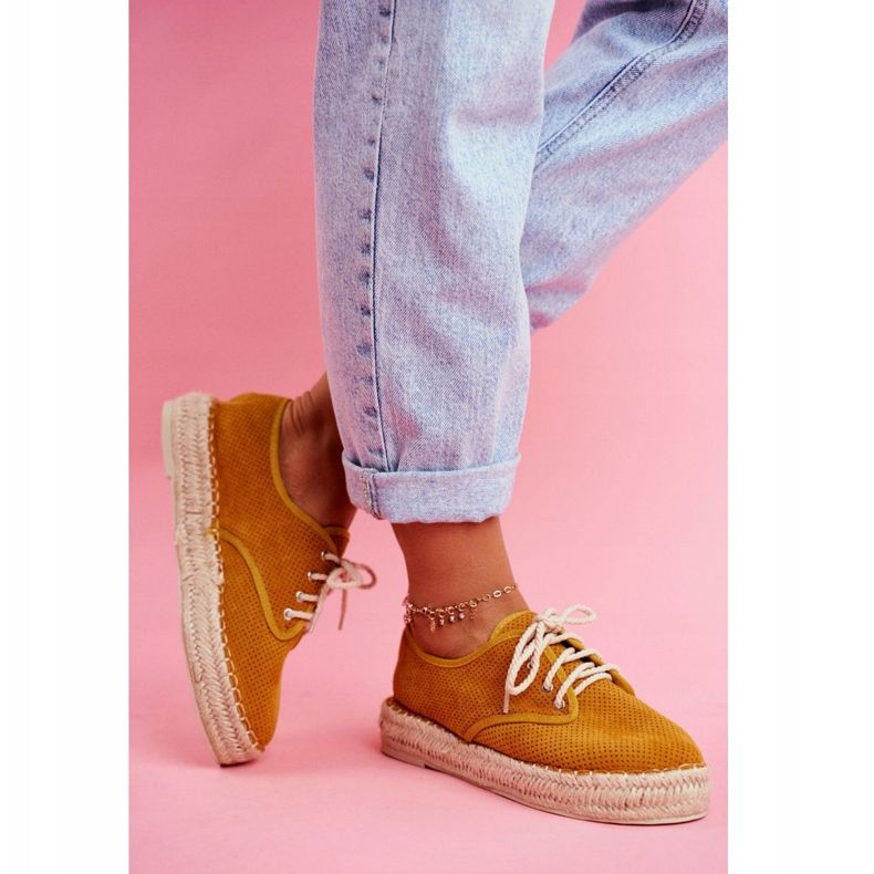 MSMG Espadrilles Femme Sur Plateforme En Lin Sonya Jaune 2