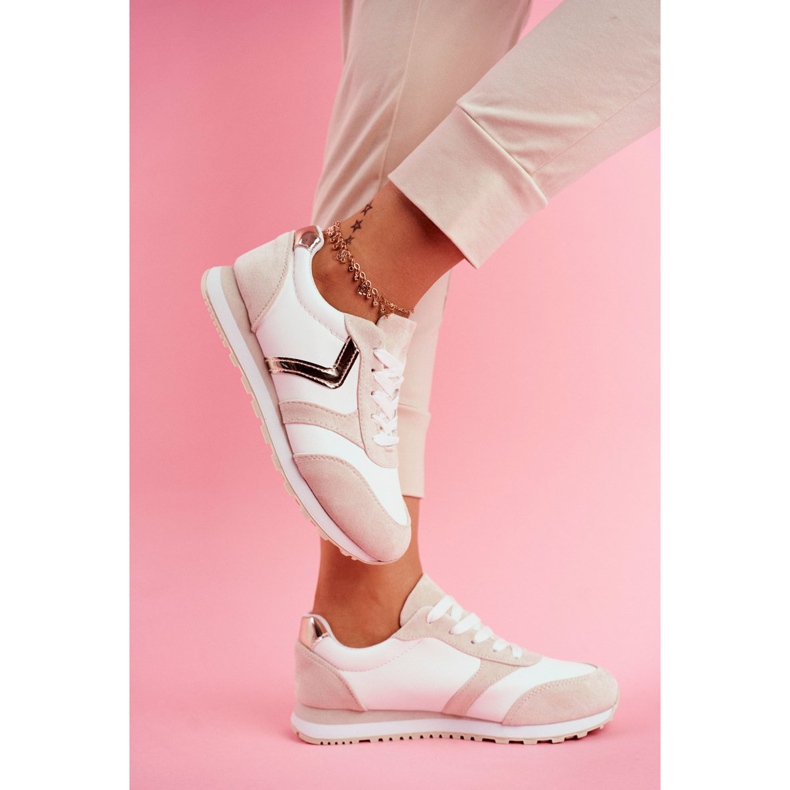 Chaussures de sport femme roulette blanche et beige brun 2