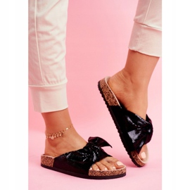 EVE Chaussons pour femmes avec un grand nœud Noir Lovely Time 1