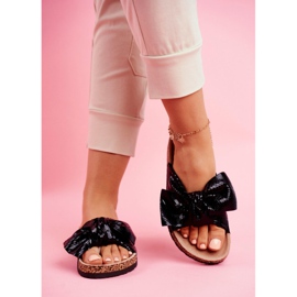 EVE Chaussons pour femmes avec un grand nœud Noir Lovely Time le noir 2