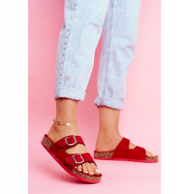 EVE Chaussons Femme En Liège Avec Fermoirs Rouge Si Senor 1 EVE Chaussons Femme En Liège Avec Fermoirs Rouge Si Senor 1