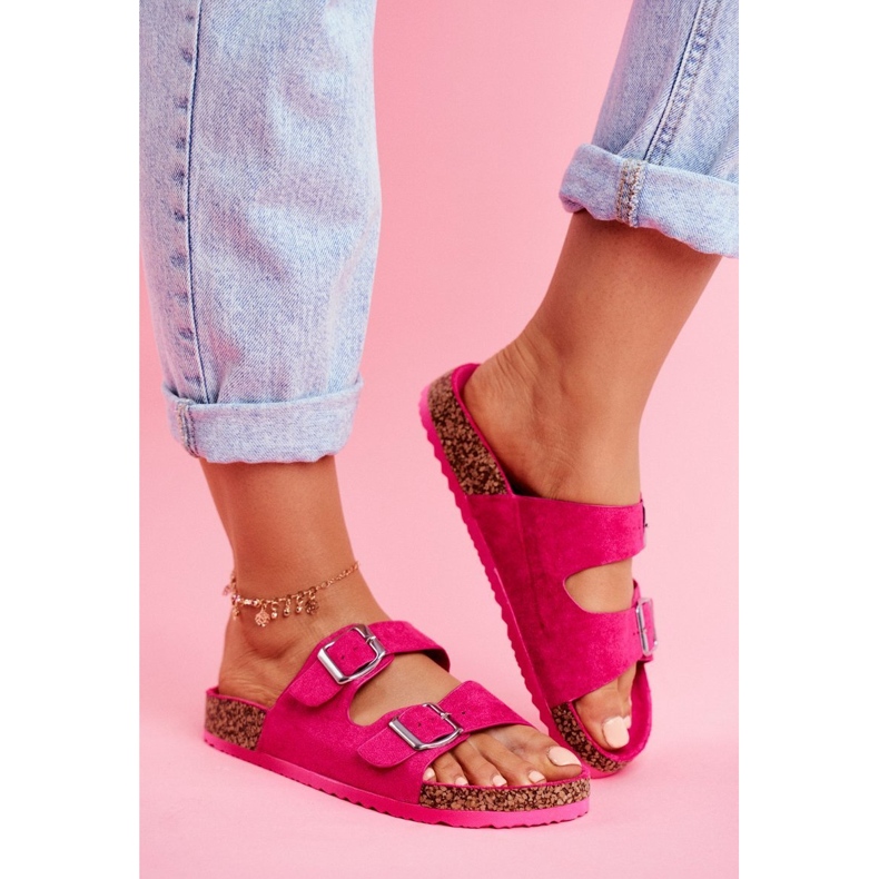 EVE Chaussons Femme Sur Liège Avec Boucles Fuchsia Si Senor rose 1 EVE Chaussons Femme Sur Liège Avec Boucles Fuchsia Si Senor rose 1