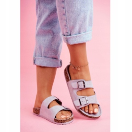 EVE Chaussons Femme En Liège Avec Boucles Gris Si Senor 1