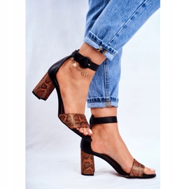 Sandales pour femmes Maciejka Cuir Orange Reptile 04235-18 / 00-5 brun noir 1