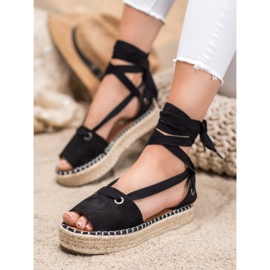 SHELOVET Espadrilles À Bout Ouvert noir 2