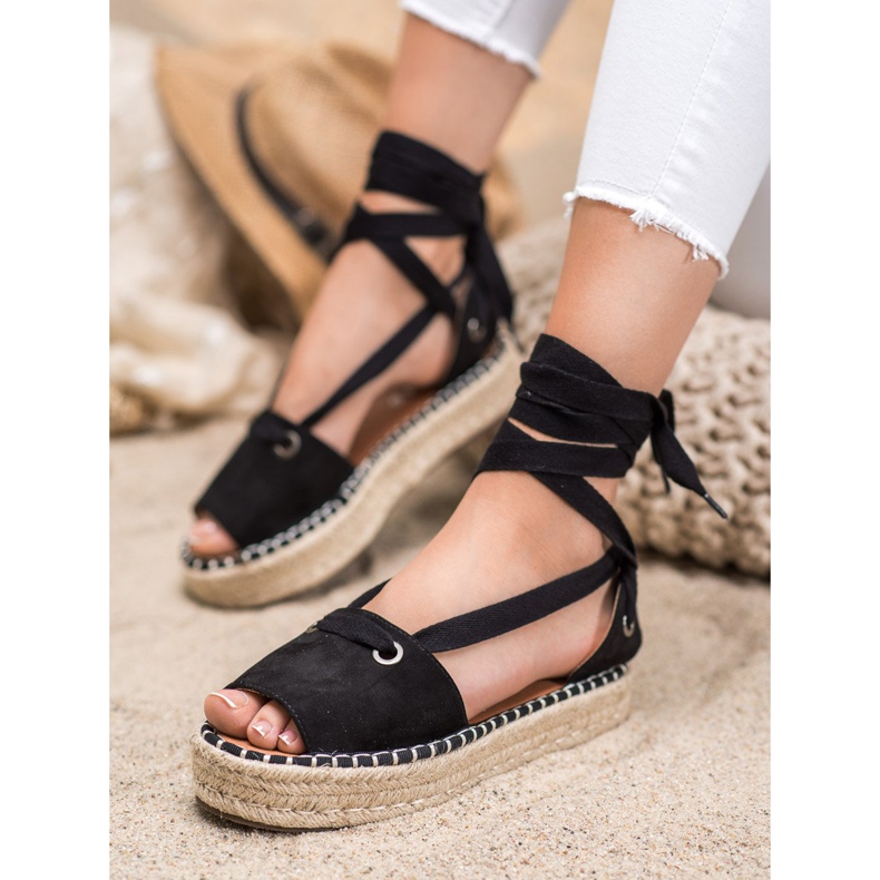 SHELOVET Espadrilles À Bout Ouvert noir 2