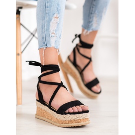 Seastar Sandales en daim nouées noir 1