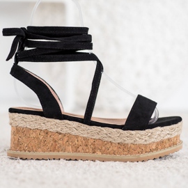 Seastar Sandales en daim nouées le noir 2