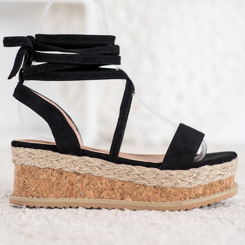 Seastar Sandales en daim nouées noir 2