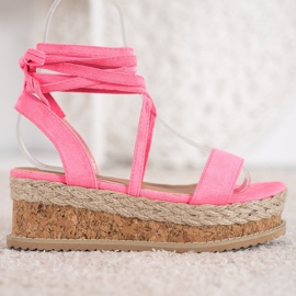 Seastar Sandales en daim nouées rose 2