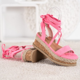 Seastar Sandales en daim nouées rose 4