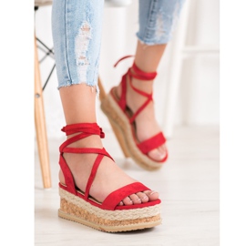 Seastar Sandales en daim nouées rouge 1