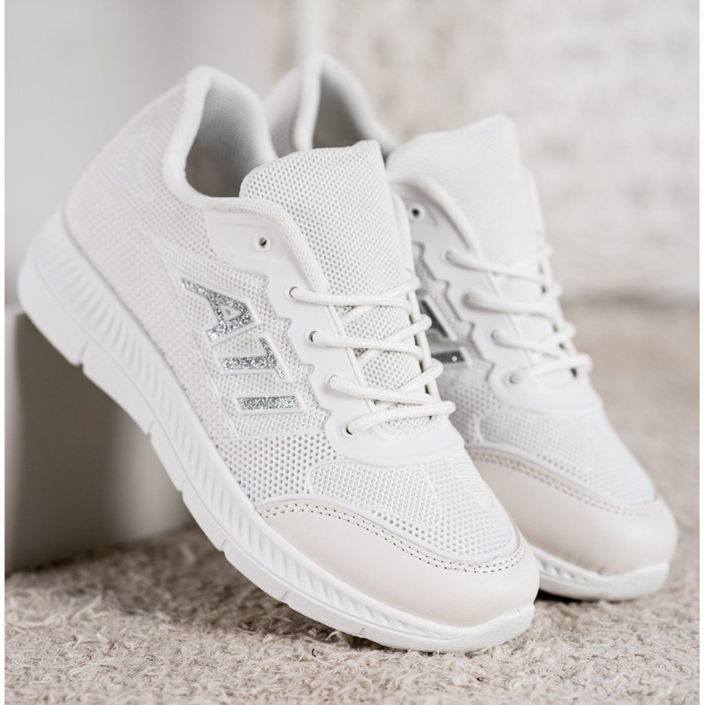 SHELOVET Chaussures confortables avec maille blanc gris 2