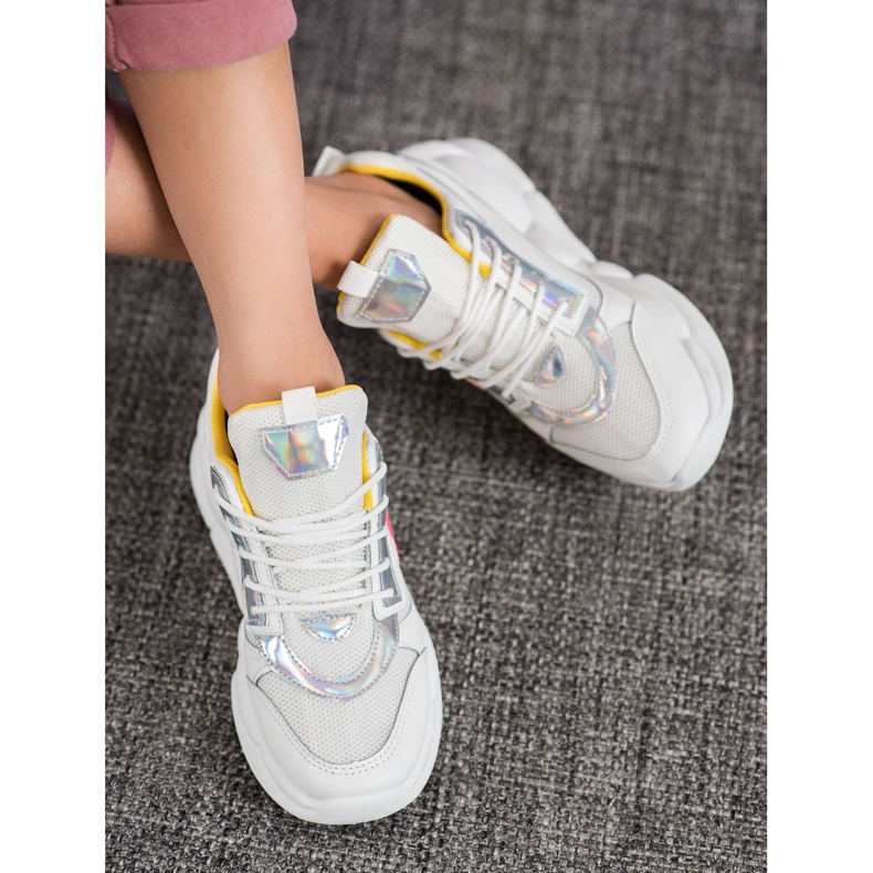 SHELOVET Baskets avec mode en cuir écologique blanc multicolore gris 1