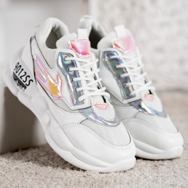 SHELOVET Baskets avec mode en cuir écologique blanc multicolore gris 1