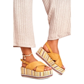 ADY Sandales Sur Compensées Femme Espadrilles Jaune Sable 1