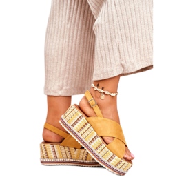 ADY Sandales Sur Compensées Femme Espadrilles Jaune Sable 2