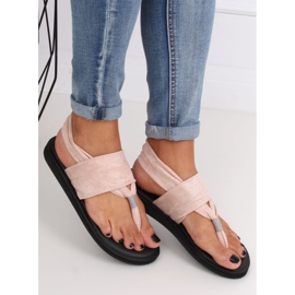 Sandales, sandales roses en coton DD82P Rose 1