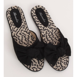 Noir YT-98 Espadrilles noires chaussons pour femmes 2