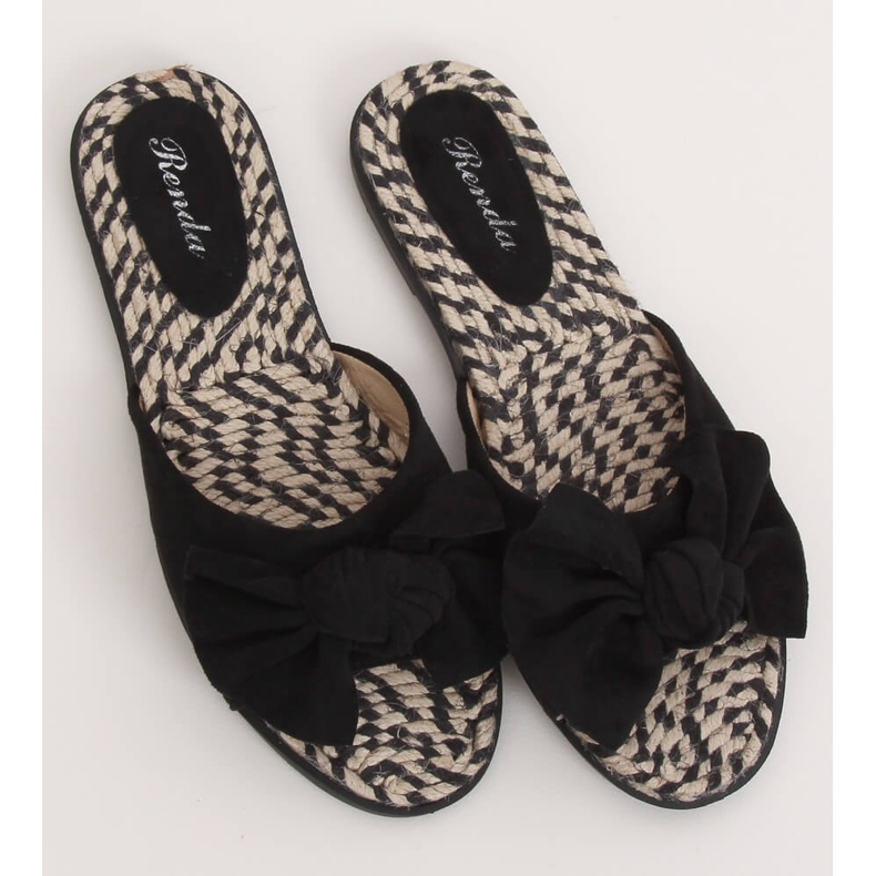 Noir YT-98 Espadrilles noires chaussons pour femmes 2