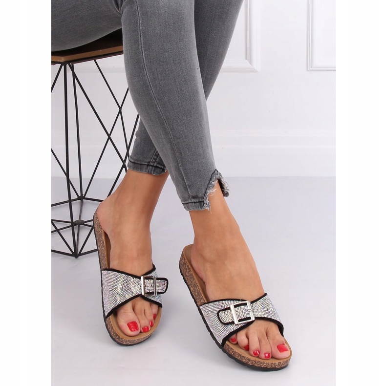 Chaussons noirs avec pierres L-1032 Noir le noir 1