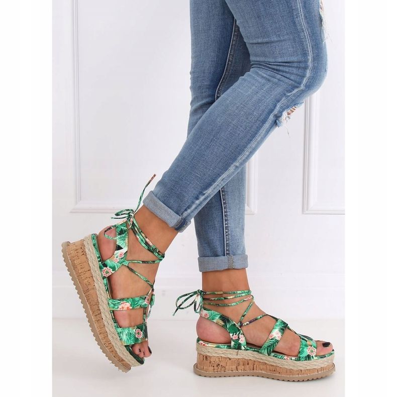Sandales espadrilles vertes JH116 Flower Green 1