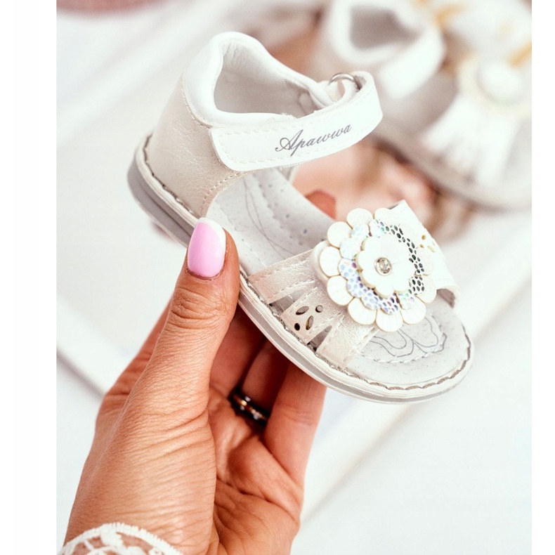 Apawwa Sandales pour enfants avec Velcro Flower White Mino blanc multicolore jaune 1