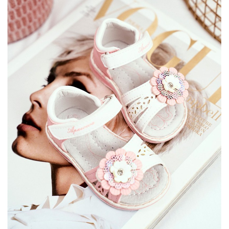 Apawwa Sandales pour enfants avec Velcro Flower Pink Mino rose 1