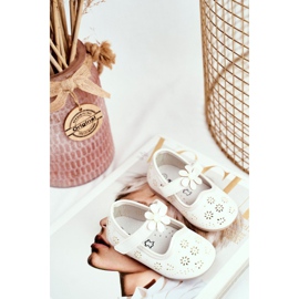 Apawwa Ballerines pour enfants sur Velcro Kwiatuszek White Flored blanc 1