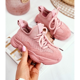 Christmas Fish Chaussures de sport pour enfants à lacets en daim rose Volema 1