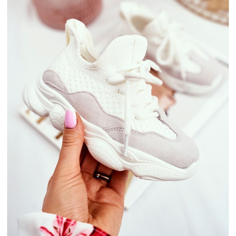 Christmas Fish Chaussures de sport pour enfants à lacets en daim blanc Volema blanche 1