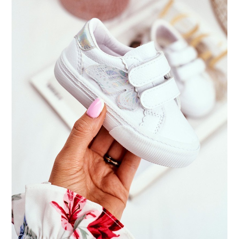 Apawwa Baskets Enfant Papillon Blanc Velcro Dusmo blanche 1