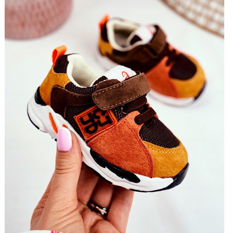 Apawwa Chaussures de Sport Enfant avec Velcro Marron Jonaba brun orange multicolore jaune 2