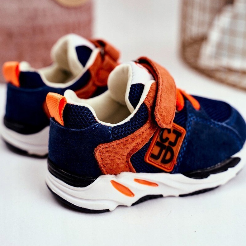 Apawwa Chaussures de Sport Enfant avec Velcro Bleu Marine Jonaba orange 1