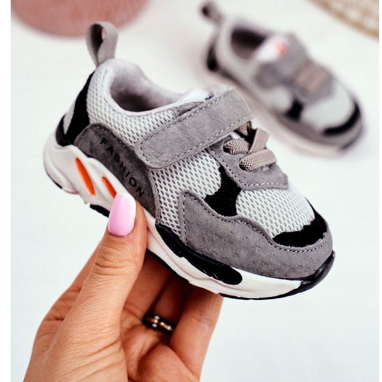 Apawwa Chaussures de sport pour enfants avec Velcro Grey Yetto gris 1