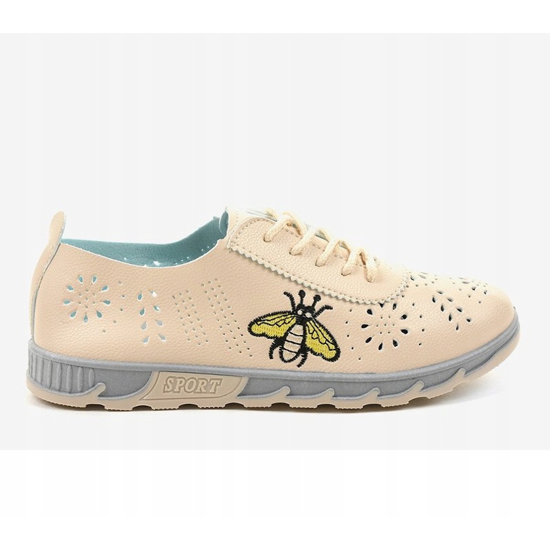 Baskets ajourées beiges avec l'impression JH81171-2 2