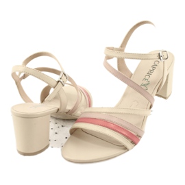 Sandales en cuir femme Caprice, beige doré 3