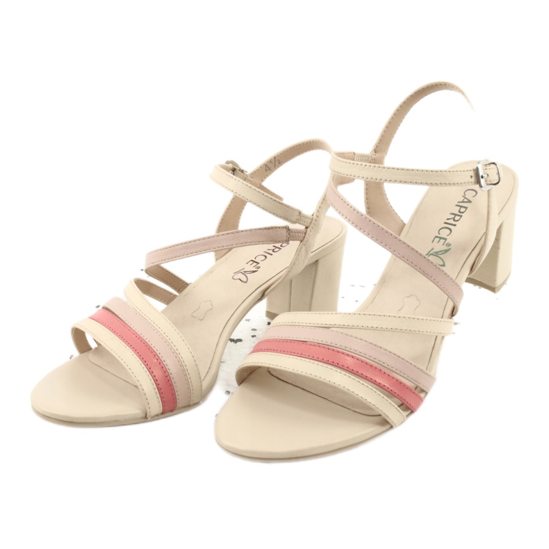 Sandales en cuir femme Caprice, beige doré 2