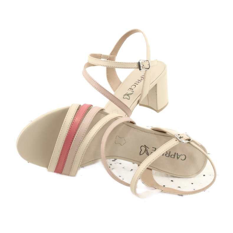 Sandales en cuir femme Caprice, beige doré 4