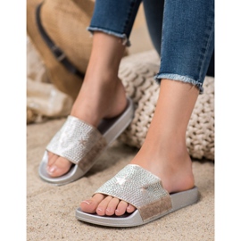 SHELOVET Pantoufles En Velours Avec Des Étoiles gris 1 SHELOVET Pantoufles En Velours Avec Des Étoiles gris 1