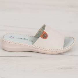 J. Star Pantoufles décontractées en cuir écologique beige 2